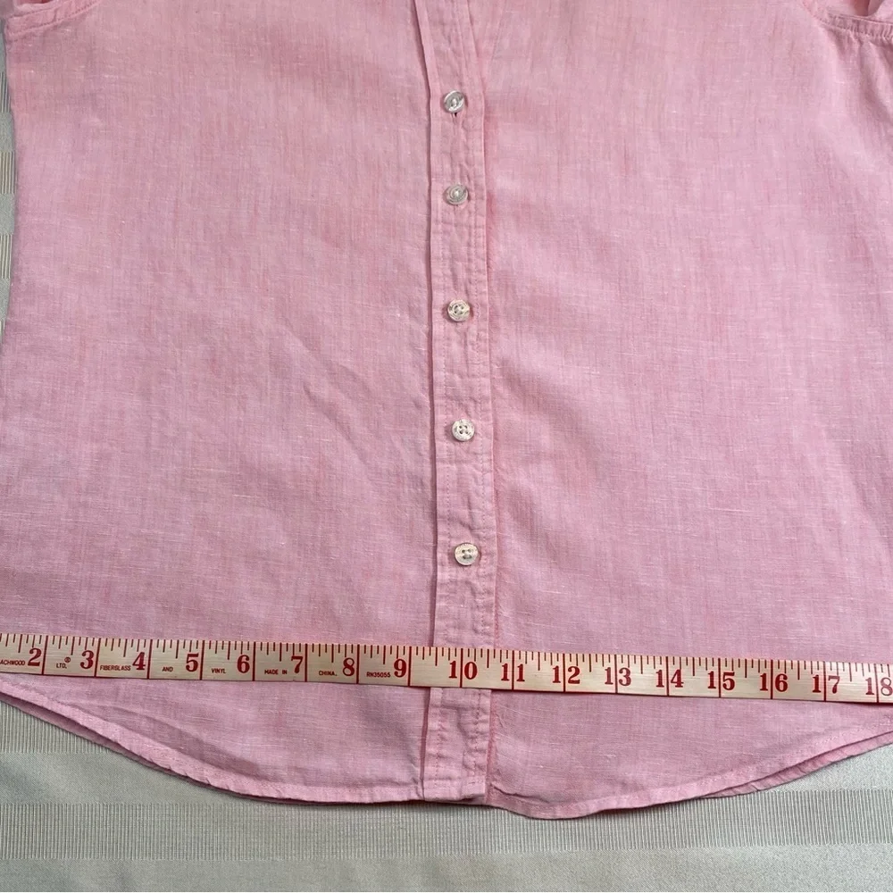 Tommy Bahama 100% Linen Pink Button-Up Shirt Blouse Long Sleeve Sz S/P - Picture 8 of 16